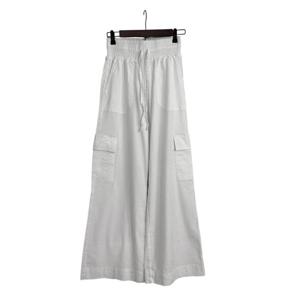 Shore Wide Leg White Linen Cargo Pants Size Women's XS - Picture 1 of 4